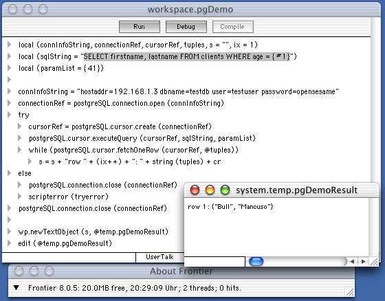 screenshot of workspace.pgdemo script